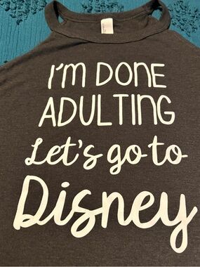 Women's Black Graphic Tank Top - 'I'm Done Adulting' Disney